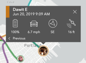 Details of the last known location of a mobile user Details of the last known location of a mobile user
